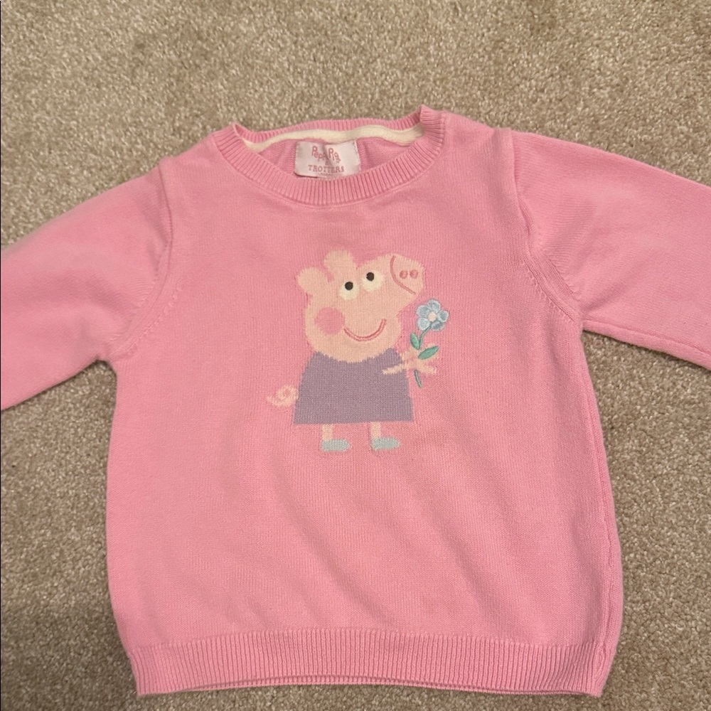 Trotters Pink Peppa Pig Sweater with Purple Dress Graphic